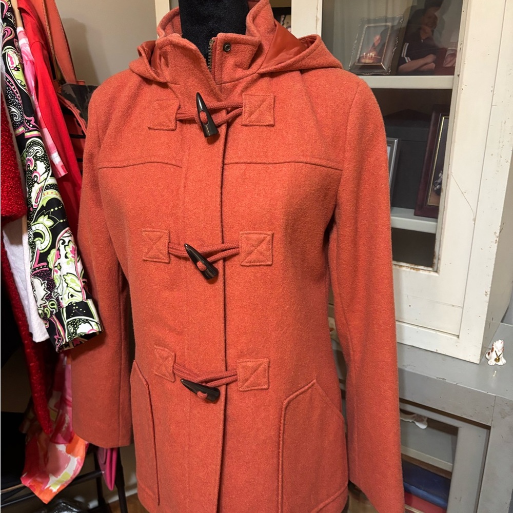 Women's Orange Toggle Coat